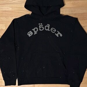 Black Sp5der vvs rhinestone hoodie